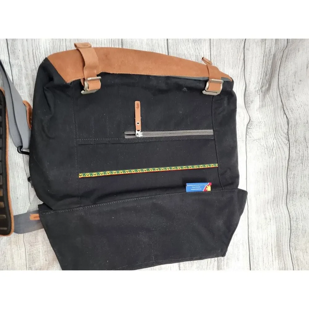 Cotopaxi Canvas Shoulder Messenger Laptop Bag Brown Leather Trim KPong 15 L